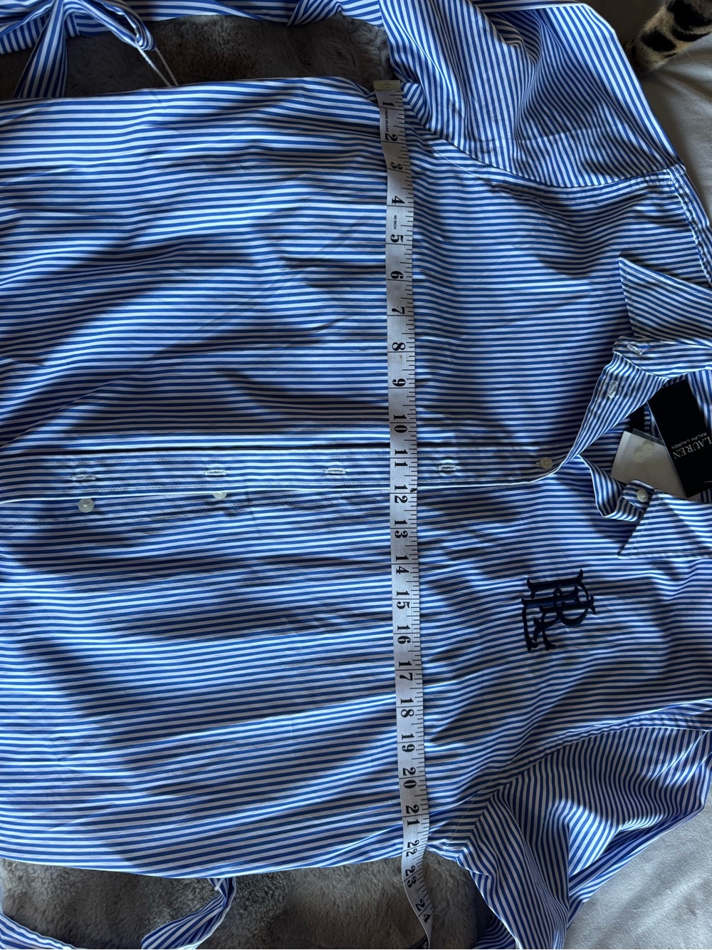 Lauren Ralph Lauren Blue & White Striped Button-Front Midi Shirt Dress - Picture 12 of 13